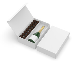 Blank corporate Holiday Festive Gift Box, Christmas Gift and Event Gifts 3d illustration.