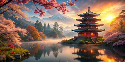 Obraz premium Stunning Japanese Scenery: High-Definition Nature Photography, Serene Landscapes, Breathtaking Views, HD Japanese Backgrounds