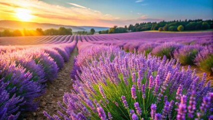 Obraz premium Stunning Lavender Fields Photography: Purple Blooms, Summer Scenery, Relaxing Nature Images