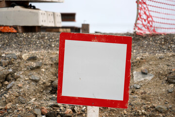 Red-Framed Blank Warning Sign on Neutral Background