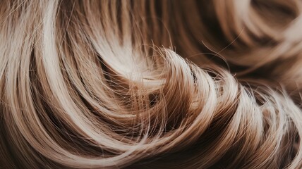 Naklejka premium Macro closeup of light brown hair texture with soft waves and grey strands