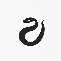 Simple black snake icon, coiled, minimalist design.