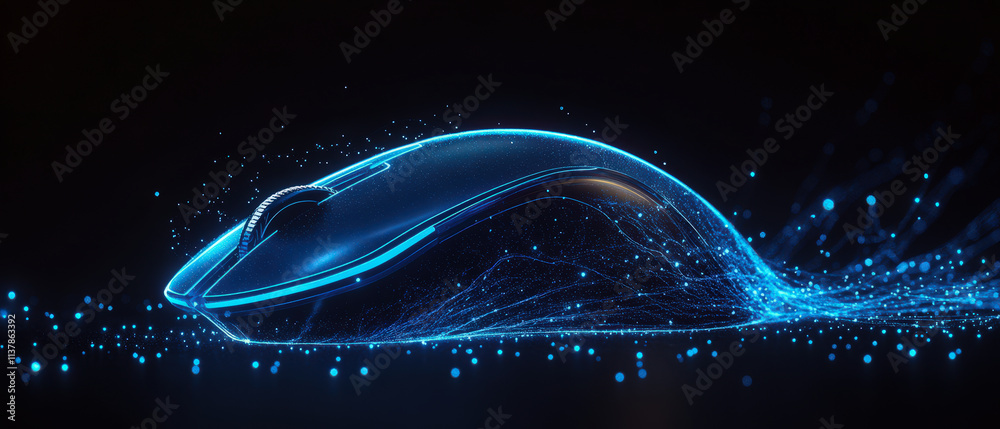 Wall mural a computer mouse is shown in a blue and white color scheme