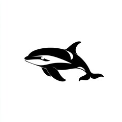 Fototapeta premium Monochrome illustration of a dolphin swimming.