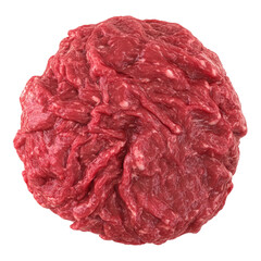 Obraz premium Fresh raw ground beef shaped into a loose mound ready for cooking, isolated on a transparent background for commercial use.