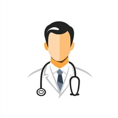 Fototapeta premium Icon of a male doctor with a stethoscope.