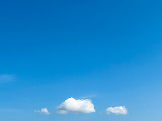 Minimal white clouds on blue sky in morning with copyvspace