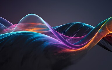 Abstract digital artwork featuring a wave-like form in azure, blush pink, mauve, and bronze tones. The colors flow gracefully, 3d rendered illustration, abstract background with lines