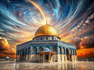 Surreal Masjid Al Aqsa: Dreamlike Dome, Celestial Jerusalem, Sacred Mosque Photography