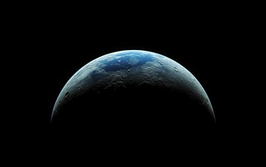 A stunning hyper-realistic image of Earth viewed from the moon, capturing the vibrant blue of the planet against the deep blackness of space
