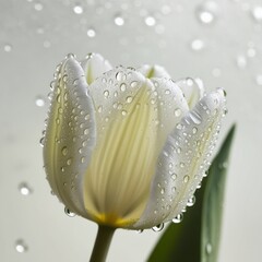 white flower with dew drops