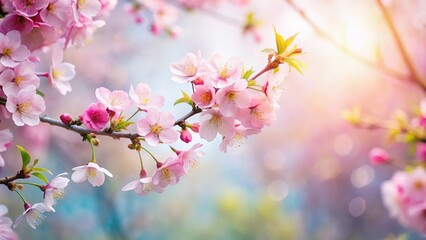 Obraz premium The Sweet Aroma of Spring: Captivating Japanese Cherry Blossoms in Full Bloom, Perfect for Backgrounds and Wallpapers, Evoking Beauty and Timelessness in Nature