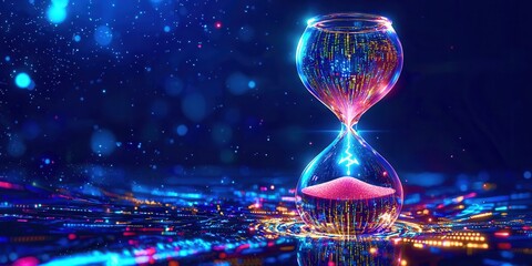 Digital clock with a blue background