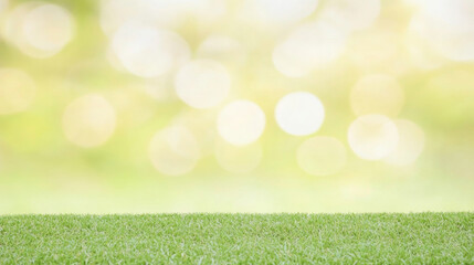Obraz premium Lush green grass with soft bokeh background creates serene atmosphere