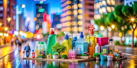 Obraz premium Tilt-Shift Photography: Miniature Product Showcase, Service Excellence, High-Resolution Images, Professional Product Photos, Advertising Photography