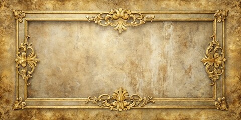 Elegant Gilded Frame on Antique Textured Background, Perfect for Classic Design Projects