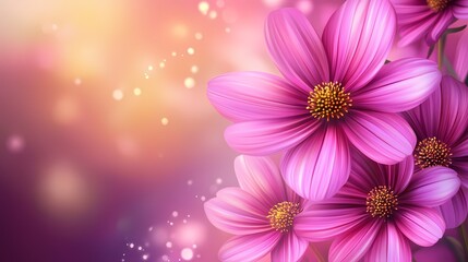 Obraz premium Vibrant pink flowers against a dreamy, soft-focus background, radiating beauty and serenity.