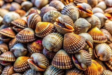 Top View Fresh Raw Cockles Seafood Market Cooking Stock Photo - High Resolution Image