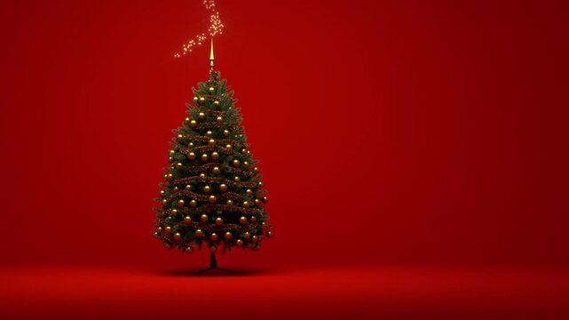 abstract christmas tree with fairy lights effect - 3D rendering 4K