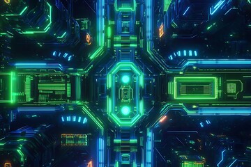 Fototapeta premium Futuristic Circuit Board with Glowing Pathways