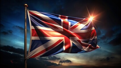 UK Flag Waving in Low Light, Animated Union Jack, British Flag, Night Photography