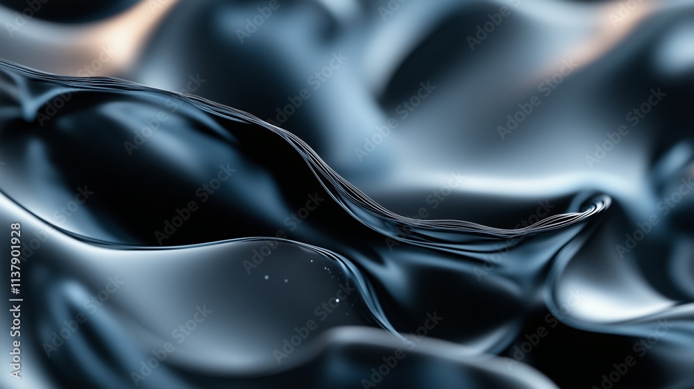 Poster fluid patterns create an abstract texture with dark tones and gentle curves in a dynamic arrangement