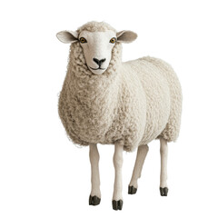 Fototapeta premium Realistic Illustration of a Woolly Sheep Standing on White Background
