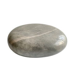 Fototapeta premium Smooth Oval Stone with Subtle Striations on a White Background