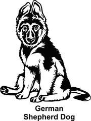 Puppy German Shepherd Dog - Dog Breed, Puppy Breed Vector File, detailed vector
