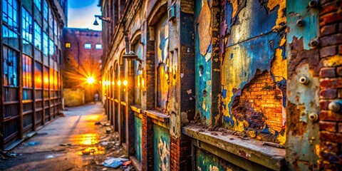 Fototapeta premium Urban Exploration Photography: Fun Textures, Grunge Walls, Abandoned Buildings, Rust, Graffiti Art, Industrial Decay, Street Photography, Creative Textures