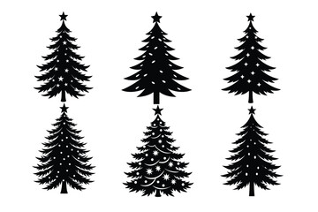 Obraz premium set of chrismas tree silhouette vector illustration 