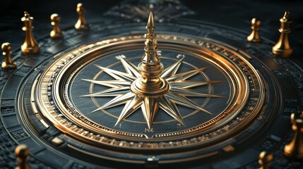 Obraz premium Strategic Compass: A Golden Path to Success