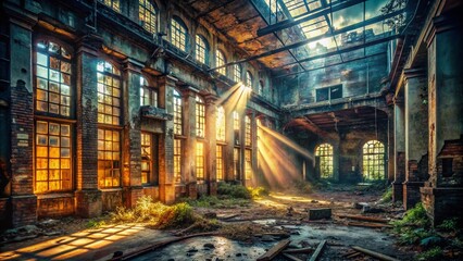Fototapeta premium Urban Exploration Wallpaper: Dark, Gritty, Abandoned Building Photography