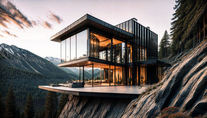 山奥の崖に建てられたスタイリッシュなデザイナーズハウス