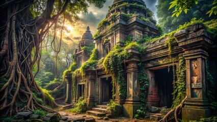 Obraz premium Urban Shiva: Abandoned Temple, Grunge, Mysterious, Spiritual Photography, Dark Art, City Exploration