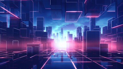 Obraz premium abstract background Neon-Lit Cyberpunk Cityscape with Futuristic Skyline and Reflective Surfaces
