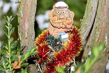 Happy New Year.Christmas tree decorations and toys for fir trees covered with snow and ice. Close-up. Merry Christmas.2024.