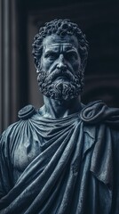 Ancient Roman statue, close-up.