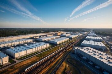 Fototapeta premium Aerial View of Modern Logistics Center 