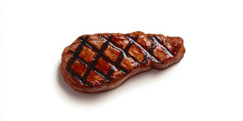 A perfectly grilled steak with a rich brown color and distinctive grill marks, showcasing its juicy texture and appetizing appearance.