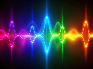 Fototapeta premium Vibrant Rainbow Energy Pulse, Dynamic Neon Lightwave, Colorful Heartbeat Waveform Background