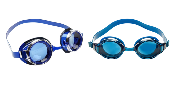 Blue swimming goggles. Generative AI.