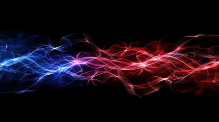 Fototapeta premium Abstract Red and Blue Energy Waves, Dynamic Flowing Lines Background.