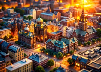 Vintage Aerial Photography: Scale Models, Miniature Cityscapes, Drone Shots, High-Resolution Images