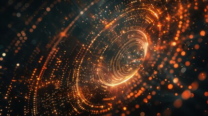 Obraz premium Abstract swirling orange lights and particles forming a tunnel.