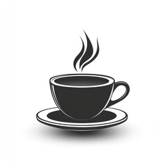 Obraz premium Hot coffee cup on saucer, steaming.