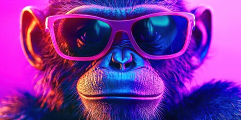 Fototapeta premium Monkey wearing glasses and smiling