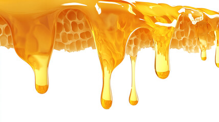 Honeycomb with dripping honey isolated on a white background