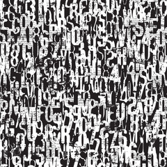 Abstract grunge seamless pattern of English letters and scuffed collage of newspaper clippings. Vector background with capital Latin letters in retro style. Suitable for wallpaper, wrapping paper