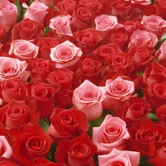 Fototapeta premium A Bountiful Arrangement of Red and Pink Roses